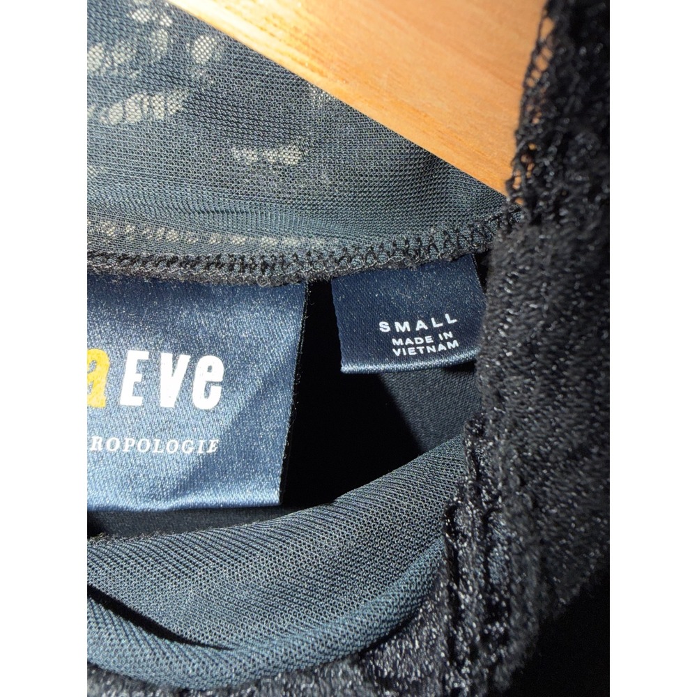 Maeve by Anthropologie Lace Mock Neck Top Women Small Black Shoulder Buttons - Picture 8 of 13